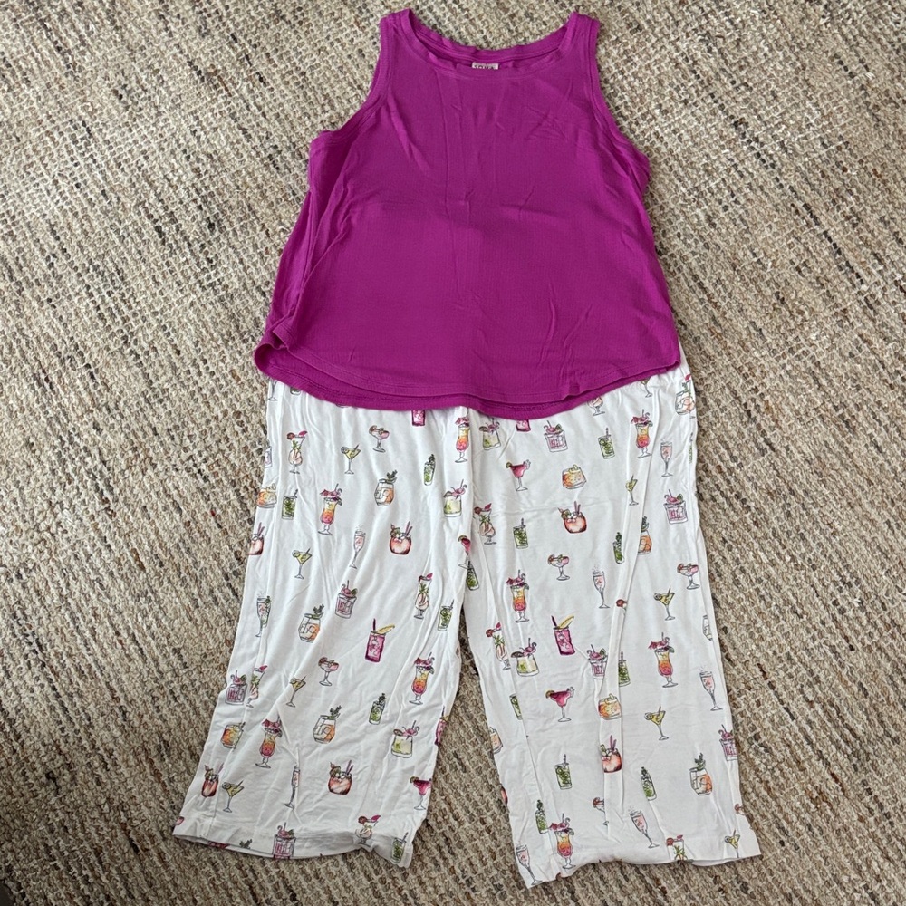 Soma Purple and White Pajama Set